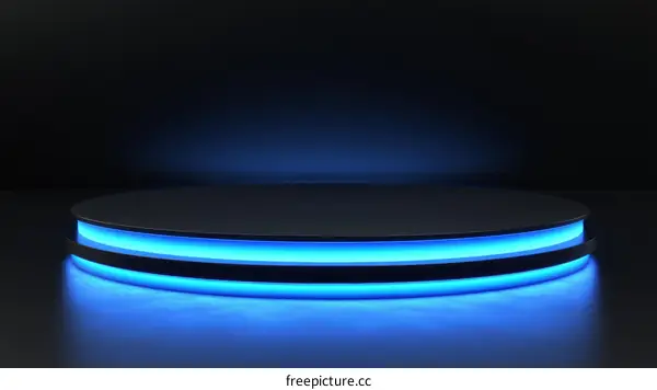 Modern Empty Platform with Blue Neon Lighting