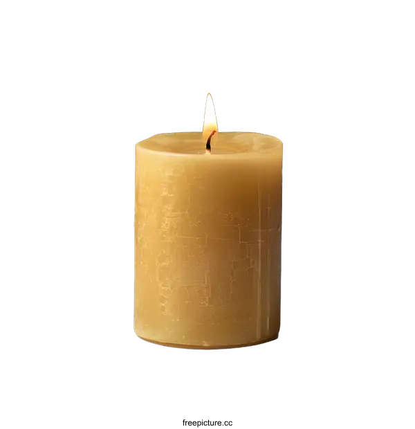 [Transparent Background PNG]A Single Lit Candle On A Gray Background