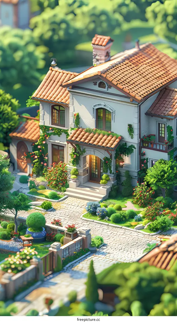 European Style House with a Tranquil Garden