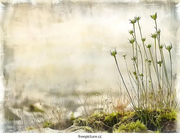 Vintage Floral Background With Grass And Flowers