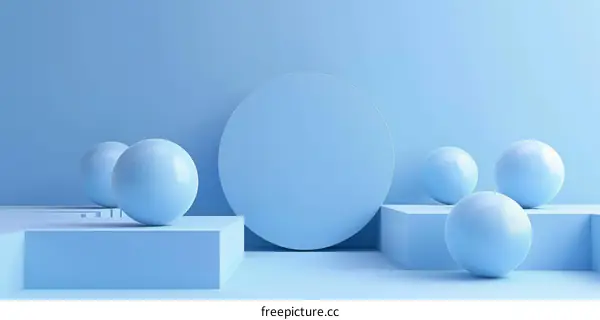 Abstract Blue Podium with Sphere for Product Display