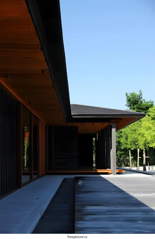 Modern Japanese Style Architecture House with Wooden Deck