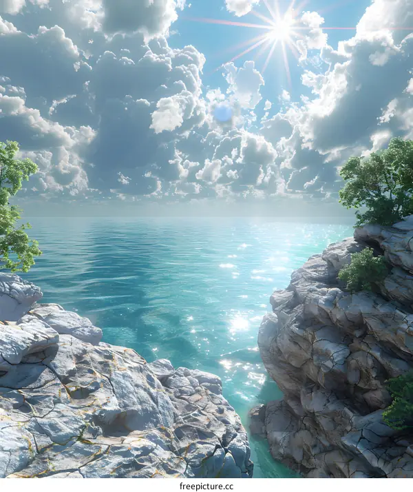 The sea between the cliffs