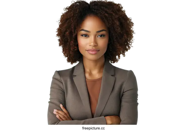 [Transparent Background PNG]Confident African American Businesswoman Portrait