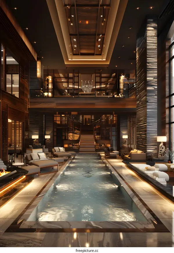 Indoor swimming pool of luxury hotel