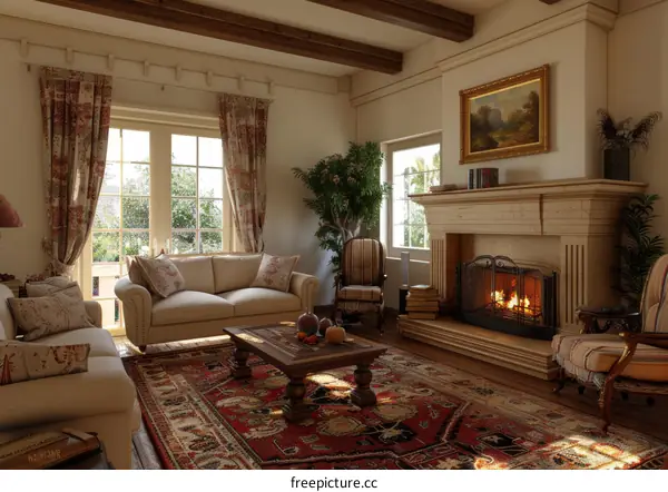 Cozy Living Room with Fireplace