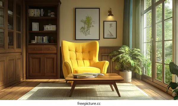 Cozy Reading Nook Interior Design Illustration