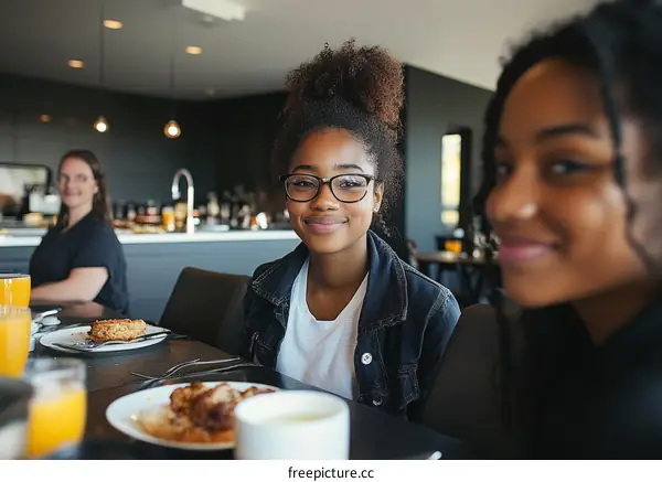 Two Young Black Women Enjoying Breakfast Together