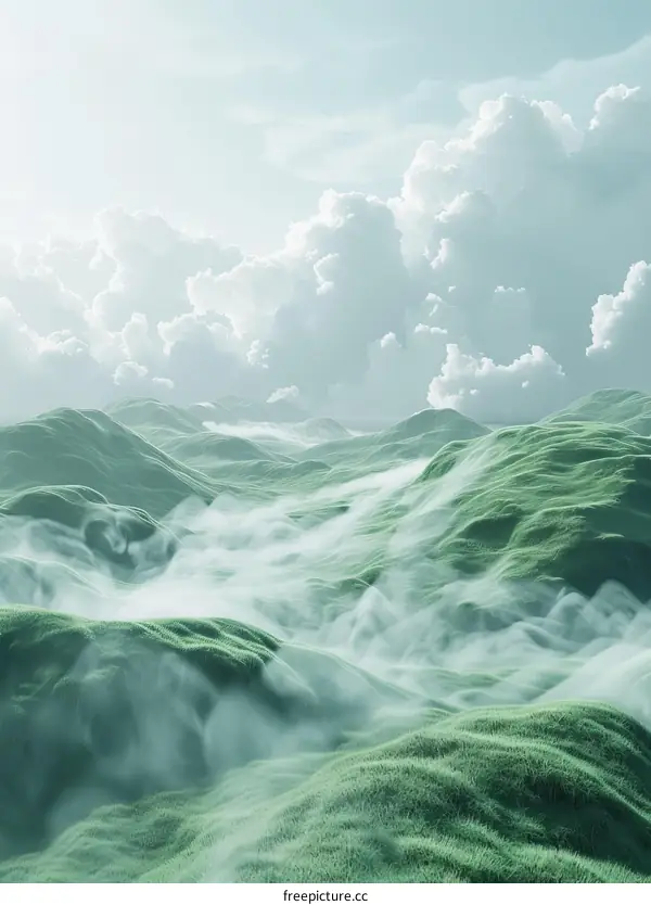 Misty Mountainscape Landscape Illustration