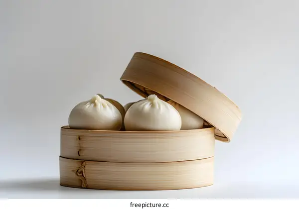 Steamed Buns in a Bamboo Steamer