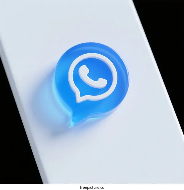 Close-up of blue 3D chat icon on white surface