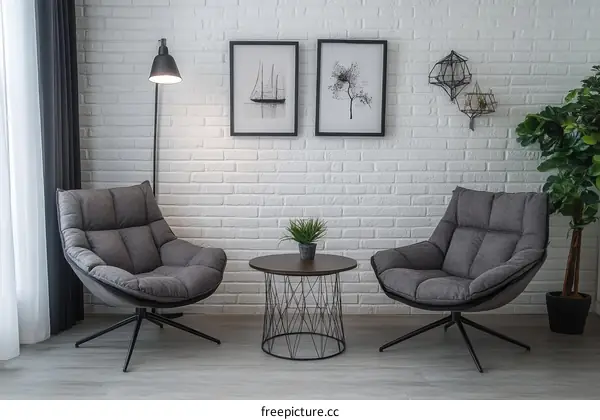 Modern Gray Armchairs in a Cozy Living Room