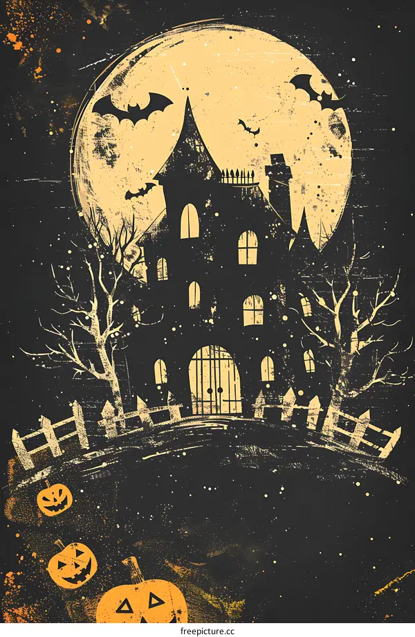 Halloween Spooky Haunted House Illustration