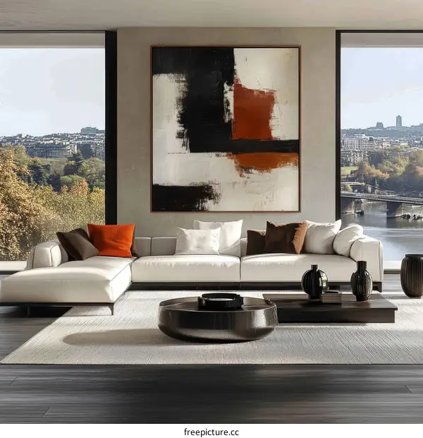 Modern Abstract Art Living Room Interior