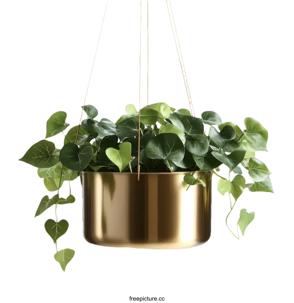 [Transparent Background PNG]Modern Hanging Planter with Lush Greenery