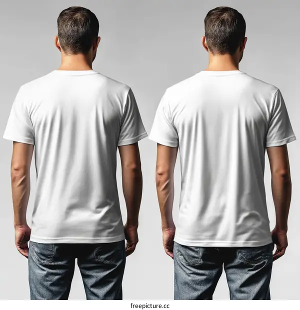 Blank White T-Shirt Mockup with Two Men