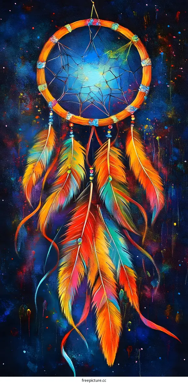 Colorful Dreamcatcher With Feathers And Beads
