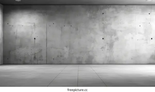 gray concrete empty room with tiled floor