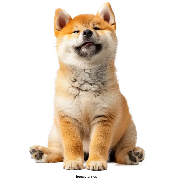 [Transparent Background PNG]Playful Shiba Inu Puppy Portrait on White Background