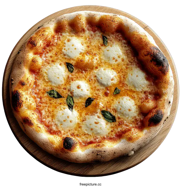 [Transparent Background PNG]Delicious Italian Pizza with Mozzarella and Basil