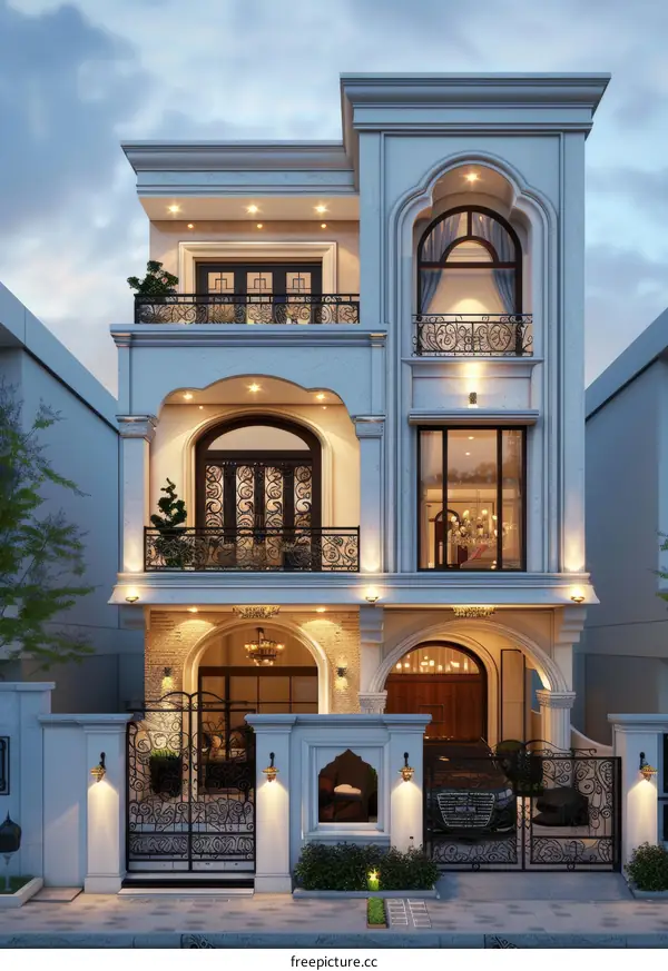 European-style three-story villa