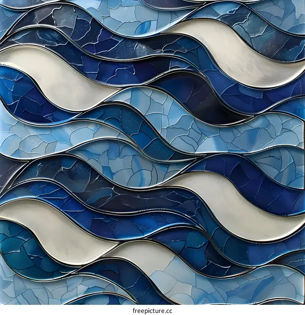 Blue and white mosaic artwork