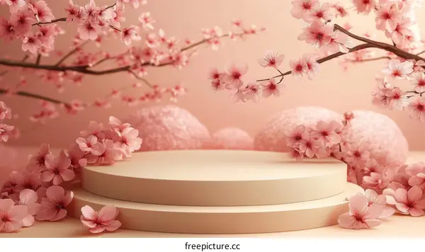 Elegant Cherry Blossom Display Podium