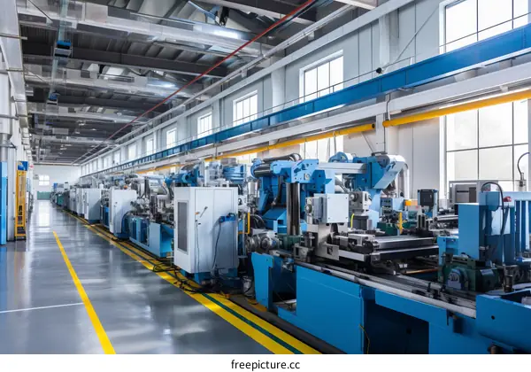 factory production line workshop interior industrial manufacturing
