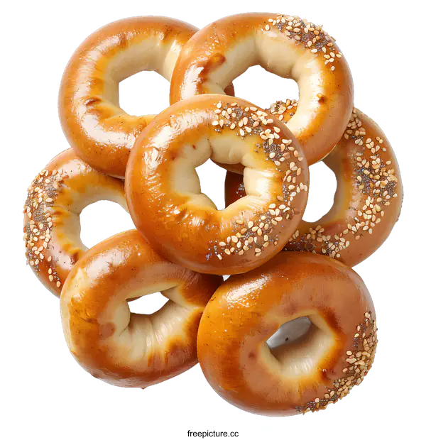 [Transparent Background PNG]Freshly baked bagels on white background