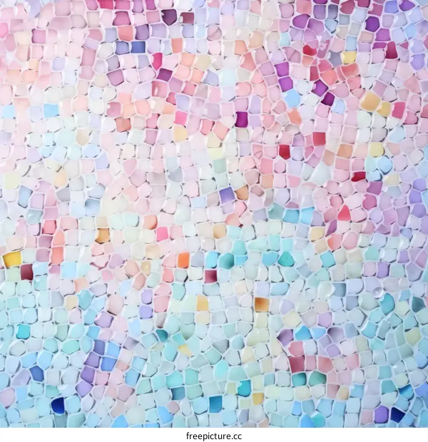 Colorful square mosaic tiles in pastel shades