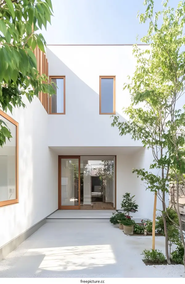 Minimalist Modern Japanese Style Home Exterior with Wooden Accents