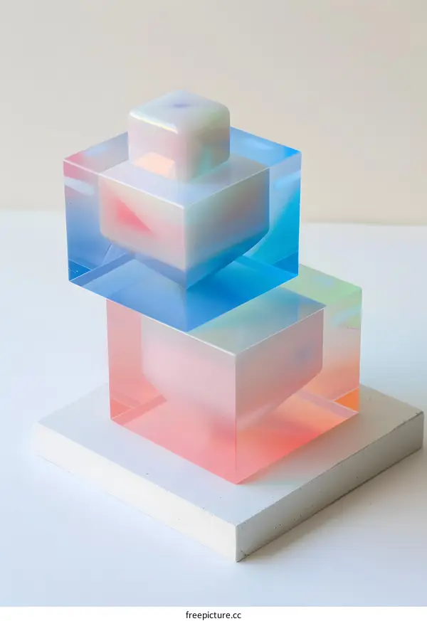 Abstract Colorful Cubes Sculpture