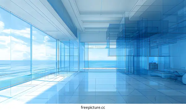 Blueprint of Modern Home with Ocean View