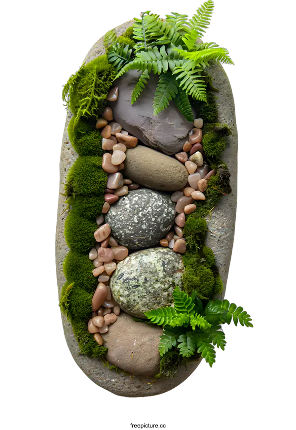 [Transparent Background PNG]Stone and Moss Wall Decor