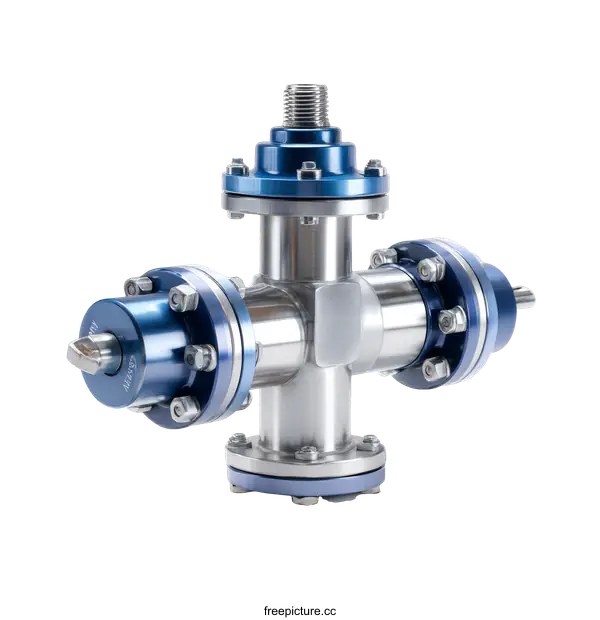 [Transparent Background PNG]Industrial Cross-Connection Valve Detail