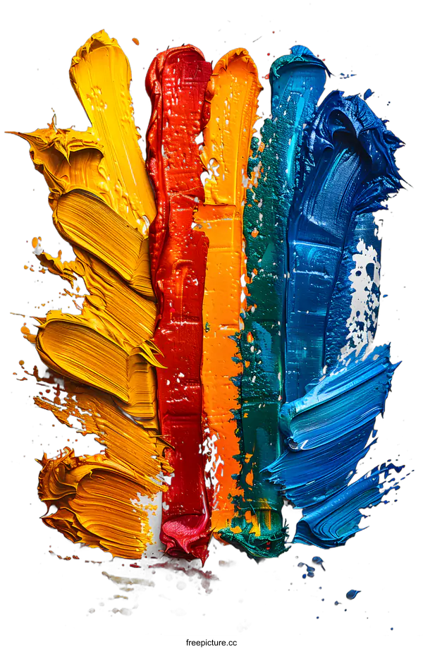 [Transparent Background PNG]Colorful oil paint strokes