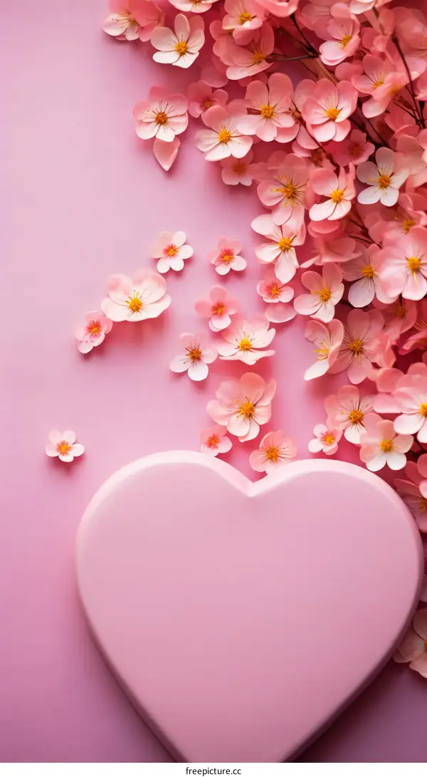 Pink heart-shaped box with a flower