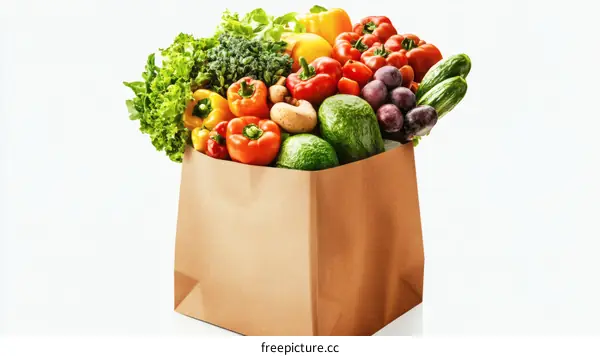 Colorful Fresh Produce in Grocery Bag