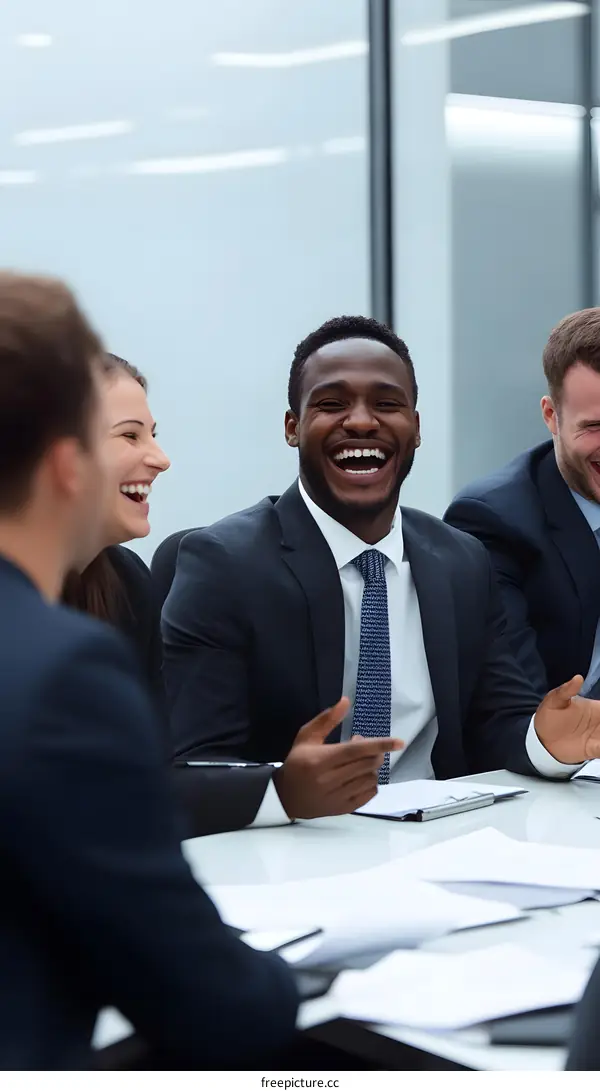 Business Team Meeting, Multi Ethnic People, Laughing and Discussing