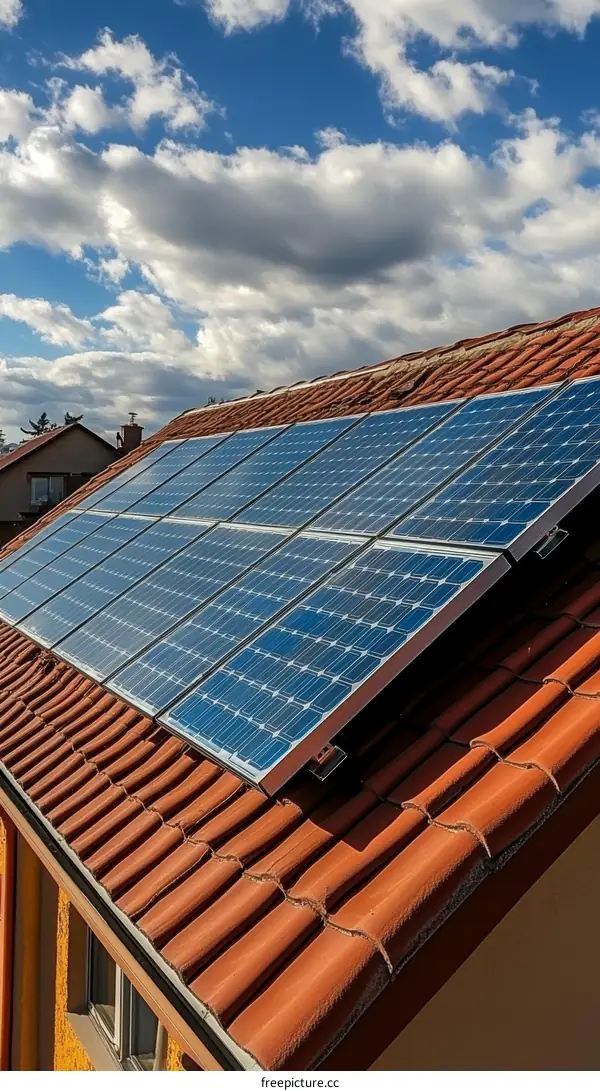 Solar Panels on a Terracotta Tile Roof
