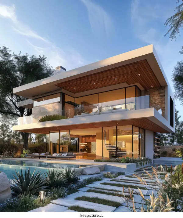 Ultra-modern luxury house plan with pool & stunning exterior design