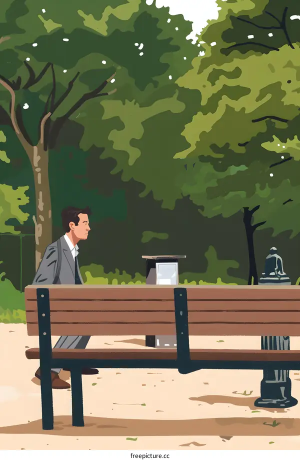 Man Sitting On A Bench in a Park