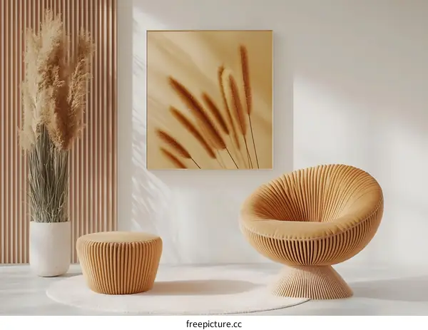 Modern Interior Design with Beige Sofa and Pampas Grass