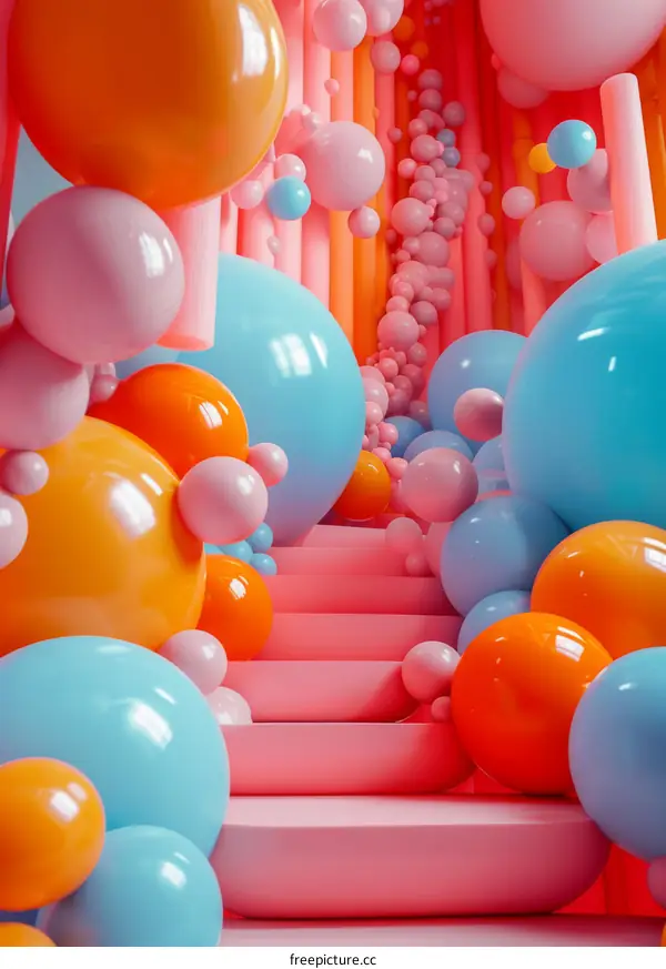 Abstract Colorful Balloon Arrangement