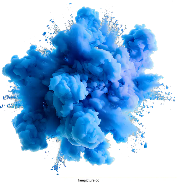 [Transparent Background PNG]Blue Ink Explosion on White Background