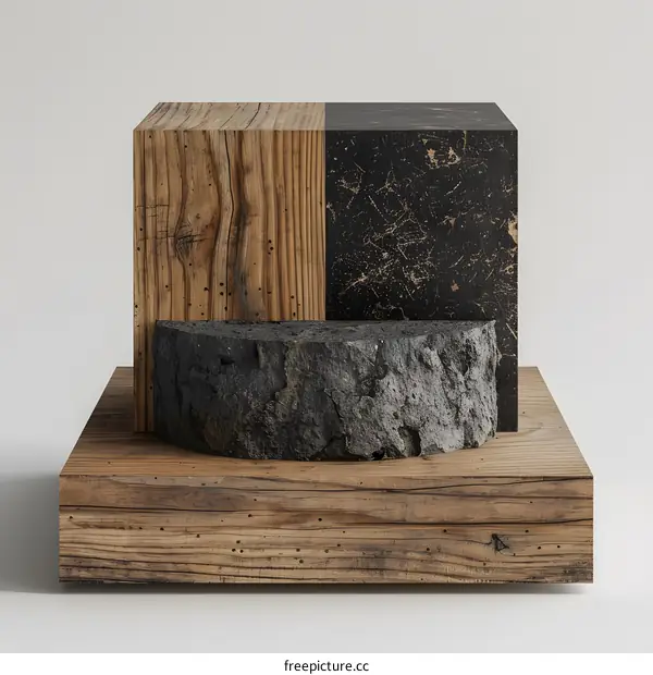 Black and wood podium