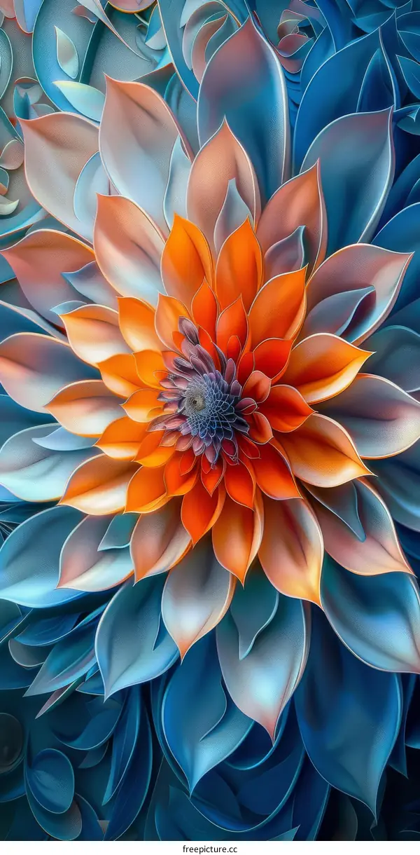Abstract Blue and Orange Flower