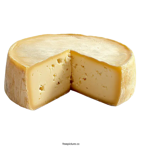 [Transparent Background PNG]Close-up of a Sliced Wheel of Cheese