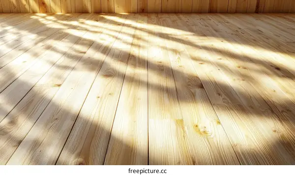 Wooden Floor with Sunlight Shadows