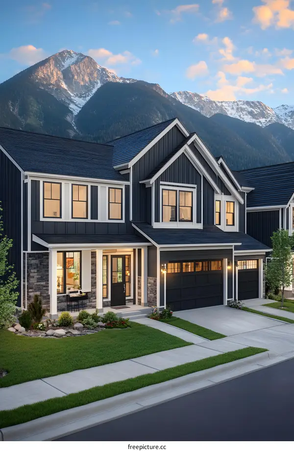 Modern Farmhouse with Mountain View